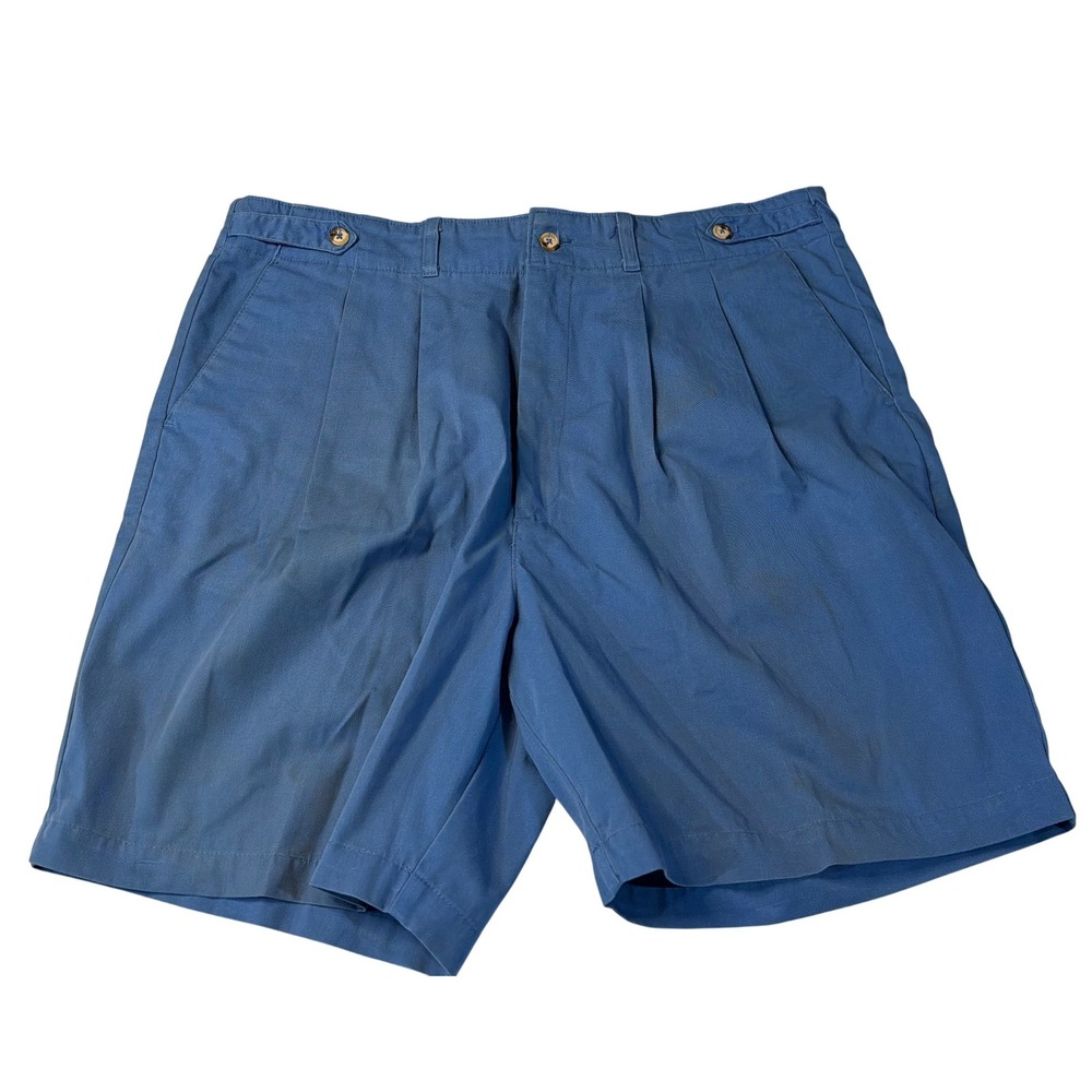 VTG Grand Slam Golf Shorts Blue Pleated Front Chino Casual Cotton Blend 40‎ Mens